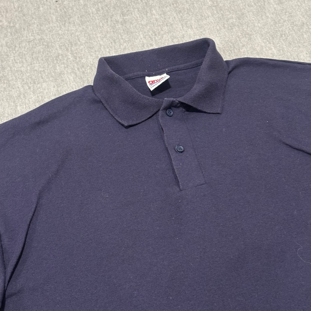 Vintage 90s Anvil Mens XL Navy Blue Short Sleeve Polo Shirt Cotton Blend USA